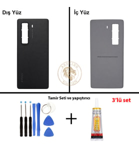 Infinix Hot 50 Pro Plus Siyah Uyumlu Arka Kapak + Yapıştırıcı ve Vida Seti Arka Cam Lazer Kesim