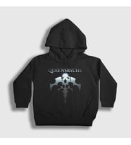 Presmono Unisex Çocuk Siyah Logo Metal Queensryche Kapüşonlu Sweatshirt 549602tt