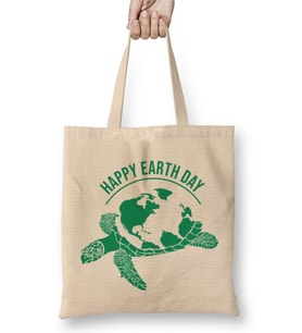 Happy Earth Day Bez Çanta Uzun Saplı