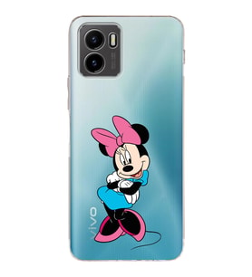 Vivo Y15s 2021 Uyumlu Kamera Korumalı Kapak Minnie Mouse Tasarımlı Şeffaf Silikon Kılıf
