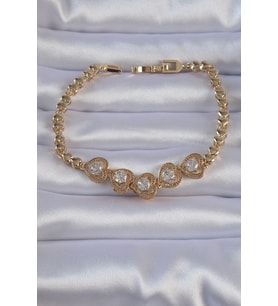 Pirinç Gold Renk İçi Zirkon Taşlı Figürlü Bileklik - Tj-Bb6140