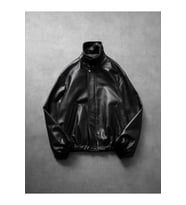 Vintage Bomber Oversize Deri Ceket (Siyah)