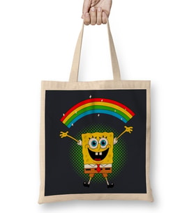 Spongebob Rainbow Süngerbob 01 Bez Çanta Uzun Saplı