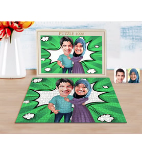 BK Gift Kişiye Özel Sevgililer Karikatürlü 1000 Parça Profesyonel Puzzle-61