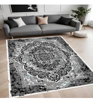 Eliana Home Dijital Baskı Yıkanabilir Kaymaz Taban Salon Halısı Ve Yolluk LN109-FNL415 (Siyah)