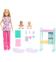 Barbie Kariyer Bebekleri Çocuk Doktoru Oyun Seti, Üniforma Giyen Sarışın Barbie Bebek, 2 Bebek Figür (Çok Renkli)