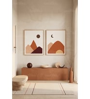 Modern Minimalist Doğa Temalı 2'li Ahşap Çerçeveli Tablo Seti