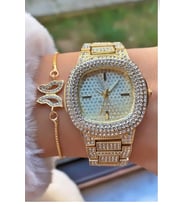 Skyne Serisi Swarovski Taşlı Bayan Kol Saati,  sevgililer günü hediyesi, sevgiliye hediye, doğum günü hediyesi, yeni iş hediyesi, geçmiş olsun hediyesi, altın kolye, kız arkadaş hediyesi, hediye altın kolye