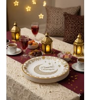 23 cm Gold Varaklı Ramazan Tema Karton Tabak 6 Parça - Ramazan Sofra ve İkram Tabağı