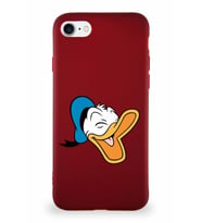 Apple iPhone 7 Soft Premier Kapak Donald Duck-E Tasarımlı Silikon Kılıf - Mürdüm (Şeffaf)