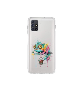 Samsung Galaxy M51 ile Uyumlu Splash Bukalemun Tasarımlı Şeffaf Silikon Kılıf