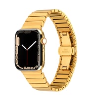 Apple Watch 7 45mm Uyumlu Kordon Metal Paslanmaz Klipsli KRD-79 Kayış (Gold)