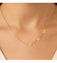 925 Ayar Gümüş 3 Harfli Köprücük Kolye (Gold)