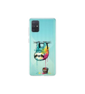 Samsung Galaxy A71 ile Uyumlu Splash Tembel Hayvan Tasarımlı Şeffaf Silikon Kılıf