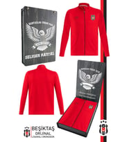 Beşiktaş Orijinal Tam Fermuarlı Dik Yaka Antrenman Sweat Kişiye Özel Kutulu (Kırmızı)