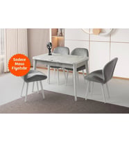 Ortadan Açılır Büyüyen Yemek Masası Mermer Desenli 70x110cm SADECE MASA FİYATIDIR (Beyaz-Mermer)