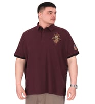 Mode XL Büyük Beden Erkek Polo Yaka T-Shirt Nakışlı U25307 Mürdüm