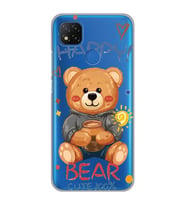 Xiaomi Redmi 9C / 10A Uyumlu Happy Bear Tasarımlı Şeffaf Telefon Kılıfı