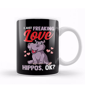 Cute I Just Freaking Love Hippos, Okay Baby Hippo Kupa Bardak Porselen