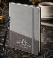 BK Gift Kişiye Özel Gri Termo Deri Defter ve Touchpen Kalem Seti -10,  Kurumsal ve Özel Hediye, Yeni İş Hediyesi