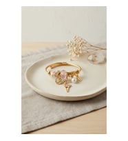 Mey İthalat® Geyik Model Gold Renk Pembe Charmlı Bileklik