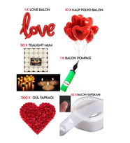 Mum, Love Ve Kalp Balon, Gül Yaprağı, Tealight Mum Süsleme, Sevgililer Günü, Evlilik Teklifi-