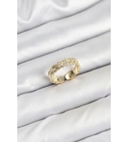 Pirinç Gold Renk Zirkon Taşlı Sırım Kadın Yüzük