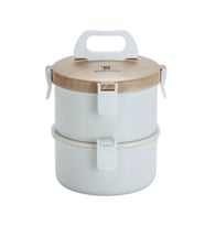 Vagon Life Çelik Beslenme Kabı 2 Katlı 1600Ml Beyaz Vgn-008