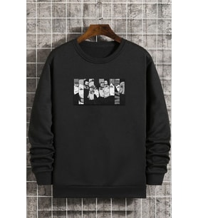 Unisex Naruto Bisiklet Yaka Sweatshirt (Siyah)