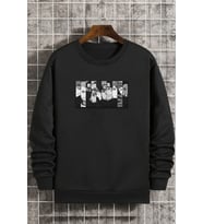 Unisex Naruto Bisiklet Yaka Sweatshirt (Siyah)