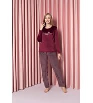 Sude Kadın Kışlık Kadife Pijama Takımı K200/812 - 1 Adet (Bordo)