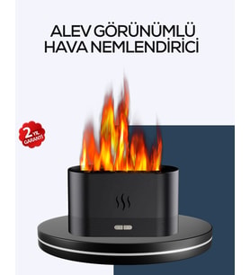 Aromatik Oda Kokusu Difüzörü Alev Tasarımlı Led Işıklı Nemlendirici