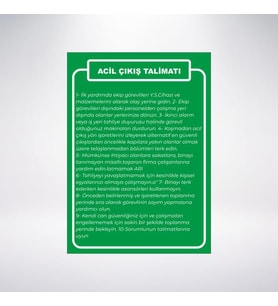 acil çıkış talimatı 21x28 Arkası Sticker