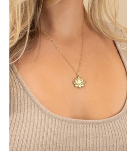 Kişiye Özel Tasarım Lotus Çiçek Kolye 925K Gümüş (Gold)