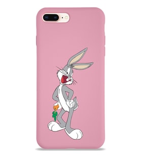 Apple iPhone 8 Plus Uyumlu Lansman Kılıf Bugs Bunny Tasarımlı Altı Kapalı İçi Kadife Kaplı  Kapak (Şeffaf)