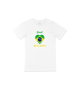Rio De Janerio Brezilya Bayraklı Kalpli Tişört