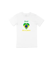 Rio De Janerio Brezilya Bayraklı Kalpli Tişört (Beyaz)