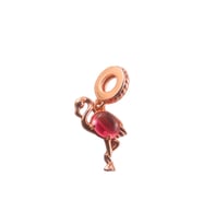 Pembe Taşlı Flamingo Charm  925 Ayar Gümüş