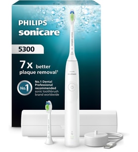 Sonicare 5300 Şarjlı Diş Fırçası, 21 Gün Şarj, 7 kat plak temizliği, Basınç sensörü, 2 mod, Seyahat kabı, 2 başlık, Beyaz, HX7108/03