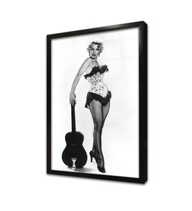 Siyah Beyaz Marilyn Monroe Çerçeveli Cam Tablo