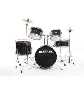 Maxtone MXC-602BK Junior 5 Parça Çocuk Davul Seti - Siyah (Eğitici Seviye)  Küçük Yaş Grupları İçin İdeal Kompakt Tasarım, Zil, Tabure ve Baget Dahil Tam Set