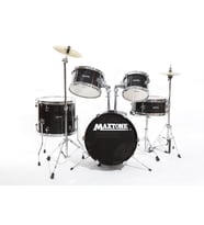 Maxtone MXC-602BK Junior 5 Parça Çocuk Davul Seti - Siyah (Eğitici Seviye)  Küçük Yaş Grupları İçin İdeal Kompakt Tasarım, Zil, Tabure ve Baget Dahil Tam Set