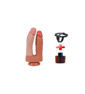 İki Uçlu Vantuzlu Belden Bağlamalı Yeni Nesil Realistik Çatal Dildo Penis