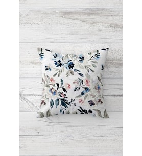 Floral Desenli Çift Tarafı Baskılı Gizli Fermuarlı Yastık Kılıfı Kırlent Koltuk Yastık Kılıfı (Beyaz)