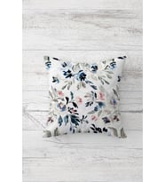 Floral Desenli Çift Tarafı Baskılı Gizli Fermuarlı Yastık Kılıfı Kırlent Koltuk Yastık Kılıfı (Beyaz)