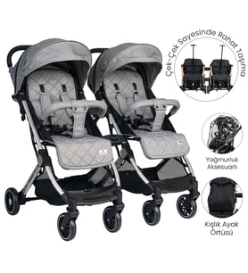 Lorelli Fiorano New Kabin İkiz Bebek Arabası - Dolphin Grey (Standart)