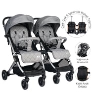 Lorelli Fiorano New Kabin İkiz Bebek Arabası - Dolphin Grey (Standart)