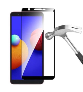 Samsung Galaxy A01 Core Ekran Koruyucu Full Tam Kaplayan Kavisli Tempered Cam (Siyah)