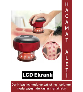 Premium Seri Taşınabilir Ev Ofis Seyahat 6 Isı/Güç Modlu LCD Ekranlı Elektronik Vakum Hacamat Aleti