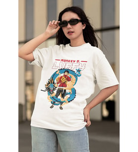 One Piece Luffy Kaido Beyaz Tişört